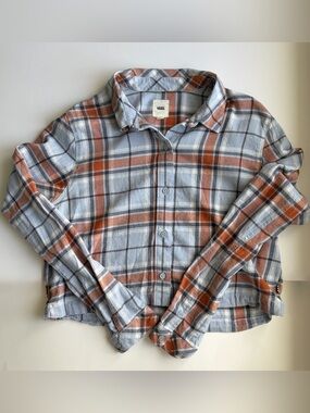 Vans Orange & Light Blue Plaid Button-Down Cropped Shirt